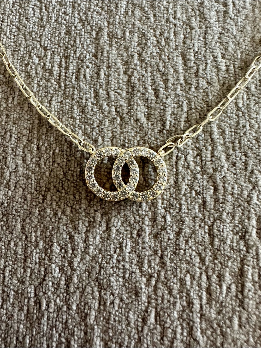Gold-Tone Double Circle Pavé Necklace